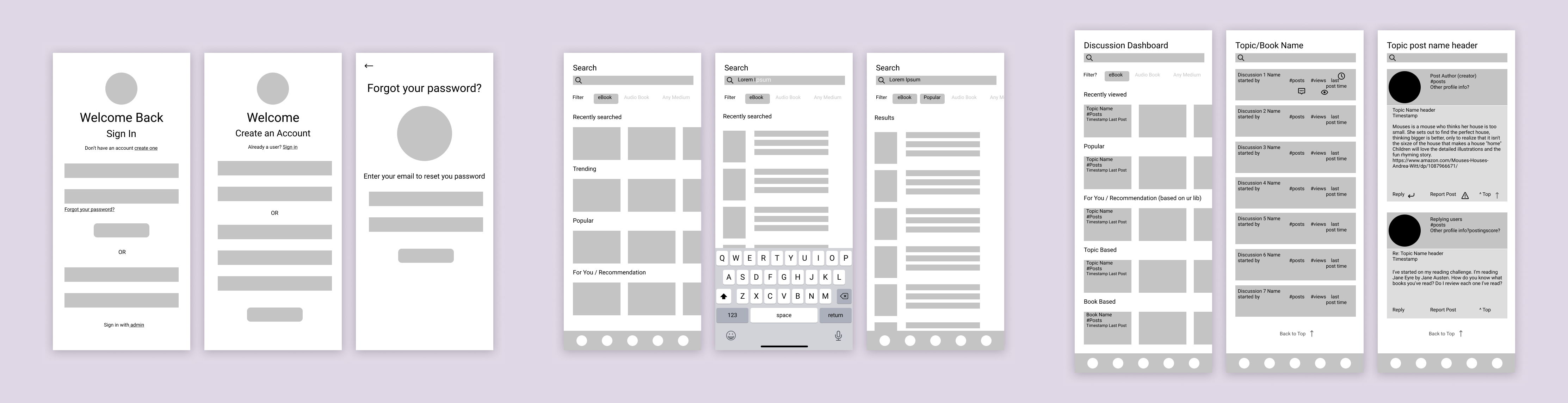 Lo-Fi Wireframes